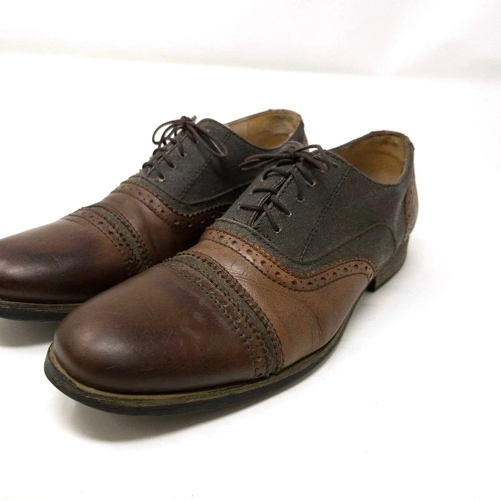 Steve Madden Cabal Leather Oxford Shoes Men's 11D Brown Handcrafted - Picture 7 of 11